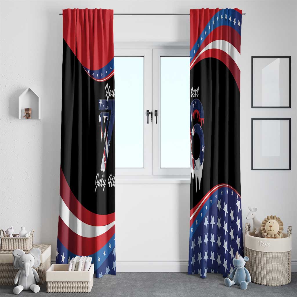Funny Ice Cream 1776 Drip Personalized Window Curtain American Flag 4th Of July