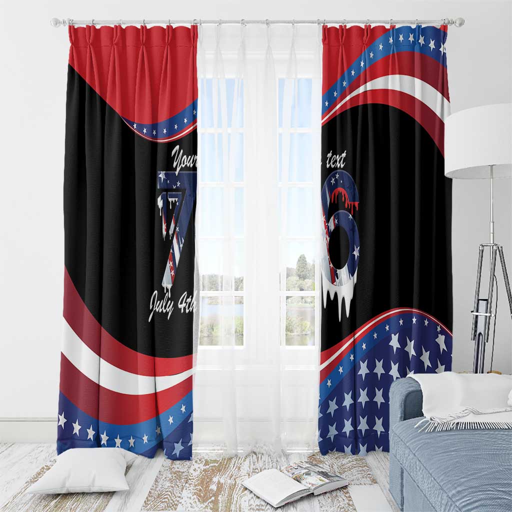 Funny Ice Cream 1776 Drip Personalized Window Curtain American Flag 4th Of July