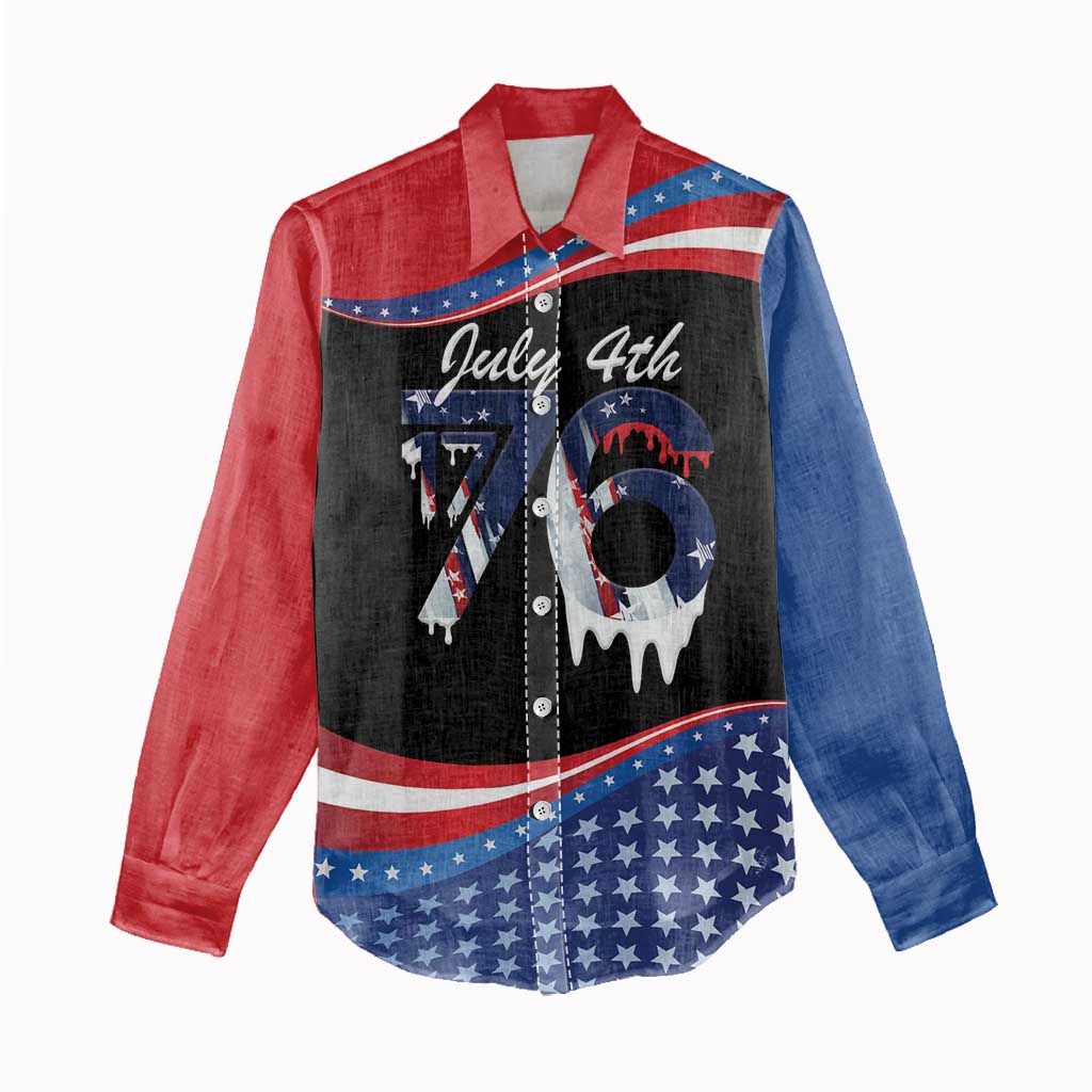 Funny Ice Cream 1776 Drip Personalized Women Casual Shirt American Flag 4th Of July