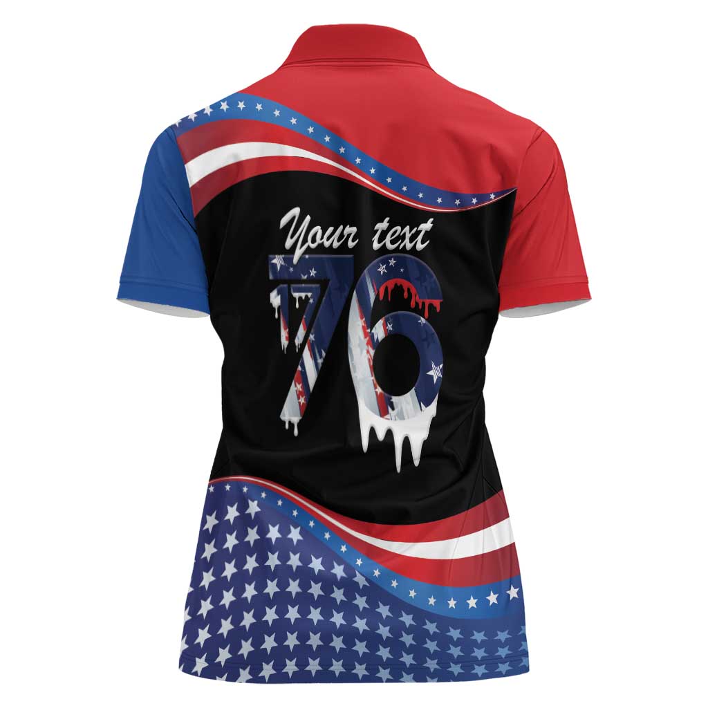 Funny Ice Cream 1776 Drip Personalized Women Polo Shirt American Flag 4th Of July