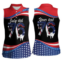 Funny Ice Cream 1776 Drip Personalized Women Sleeveless Polo Shirt American Flag 4th Of July