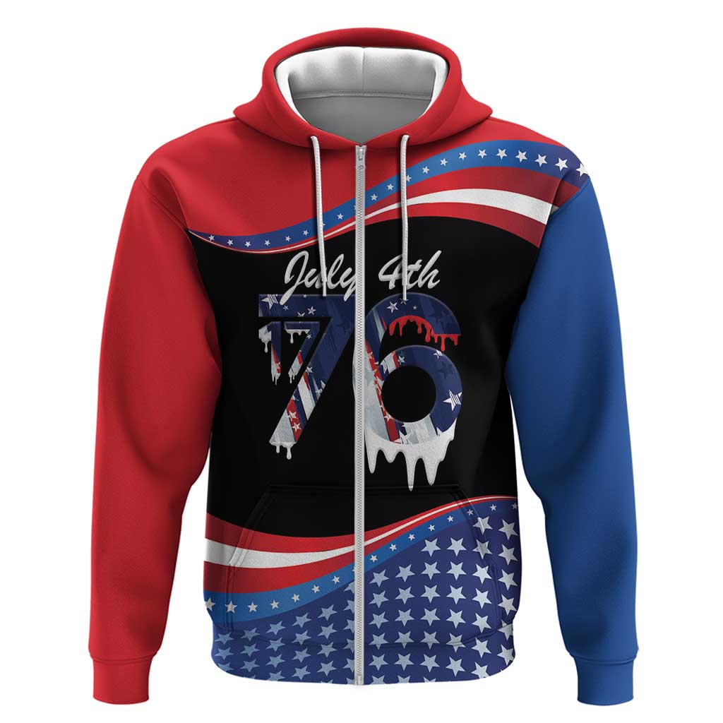 Funny Ice Cream 1776 Drip Personalized Zip Hoodie American Flag 4th Of July