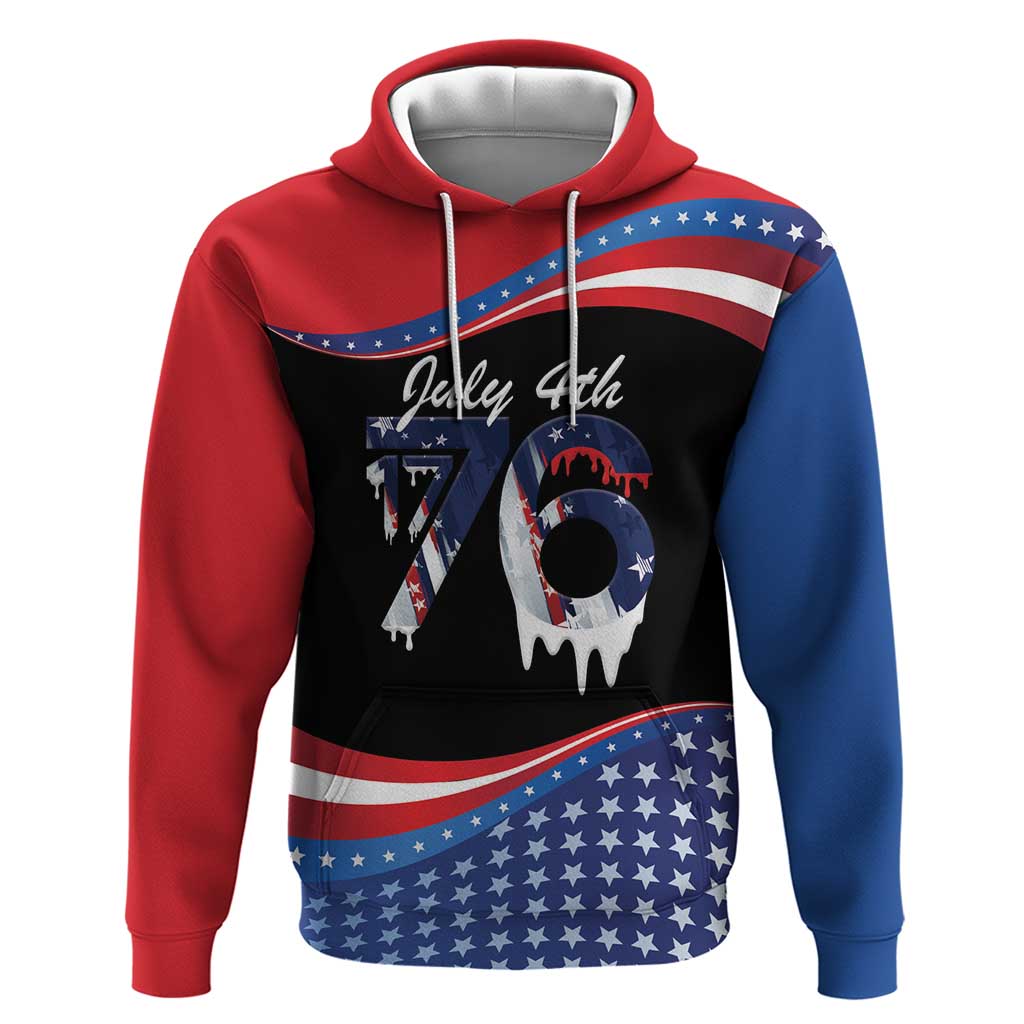 Funny Ice Cream 1776 Drip Personalized Zip Hoodie American Flag 4th Of July