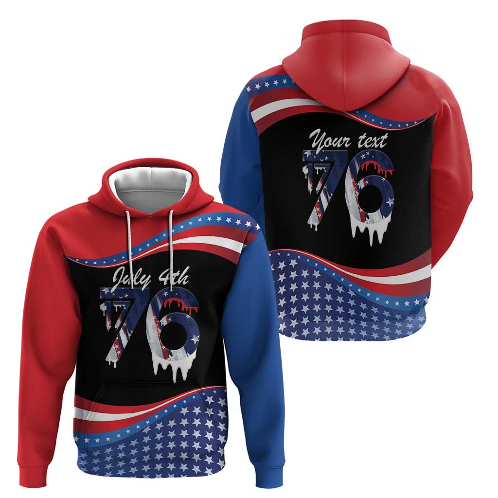 Funny Ice Cream 1776 Drip Personalized Zip Hoodie American Flag 4th Of July