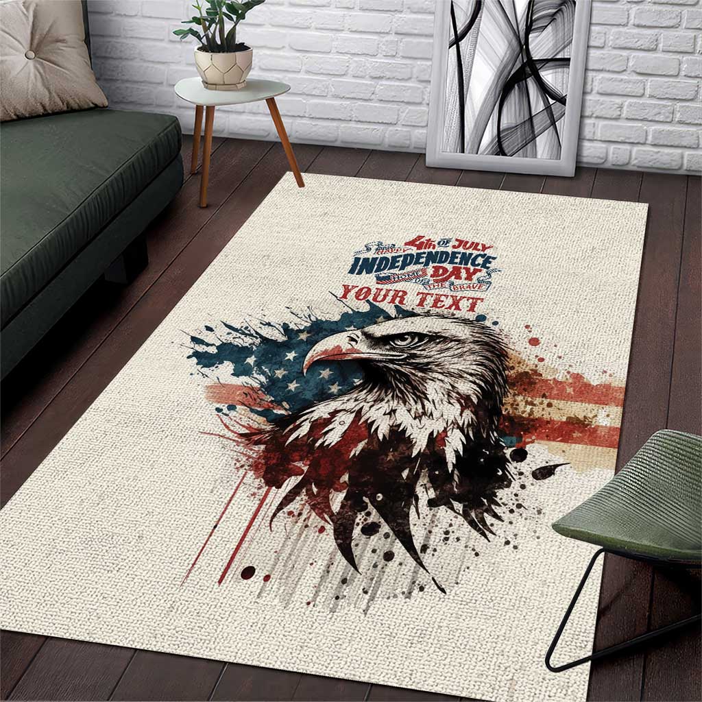 Happy Fourth of July Personalized Area Rug Bald Eagle USA Independence Day