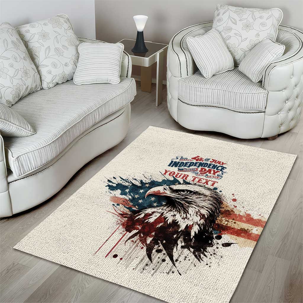 Happy Fourth of July Personalized Area Rug Bald Eagle USA Independence Day