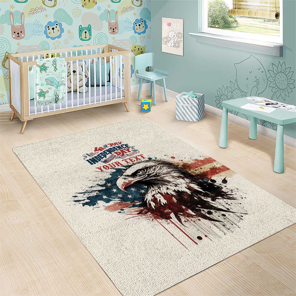 Happy Fourth of July Personalized Area Rug Bald Eagle USA Independence Day