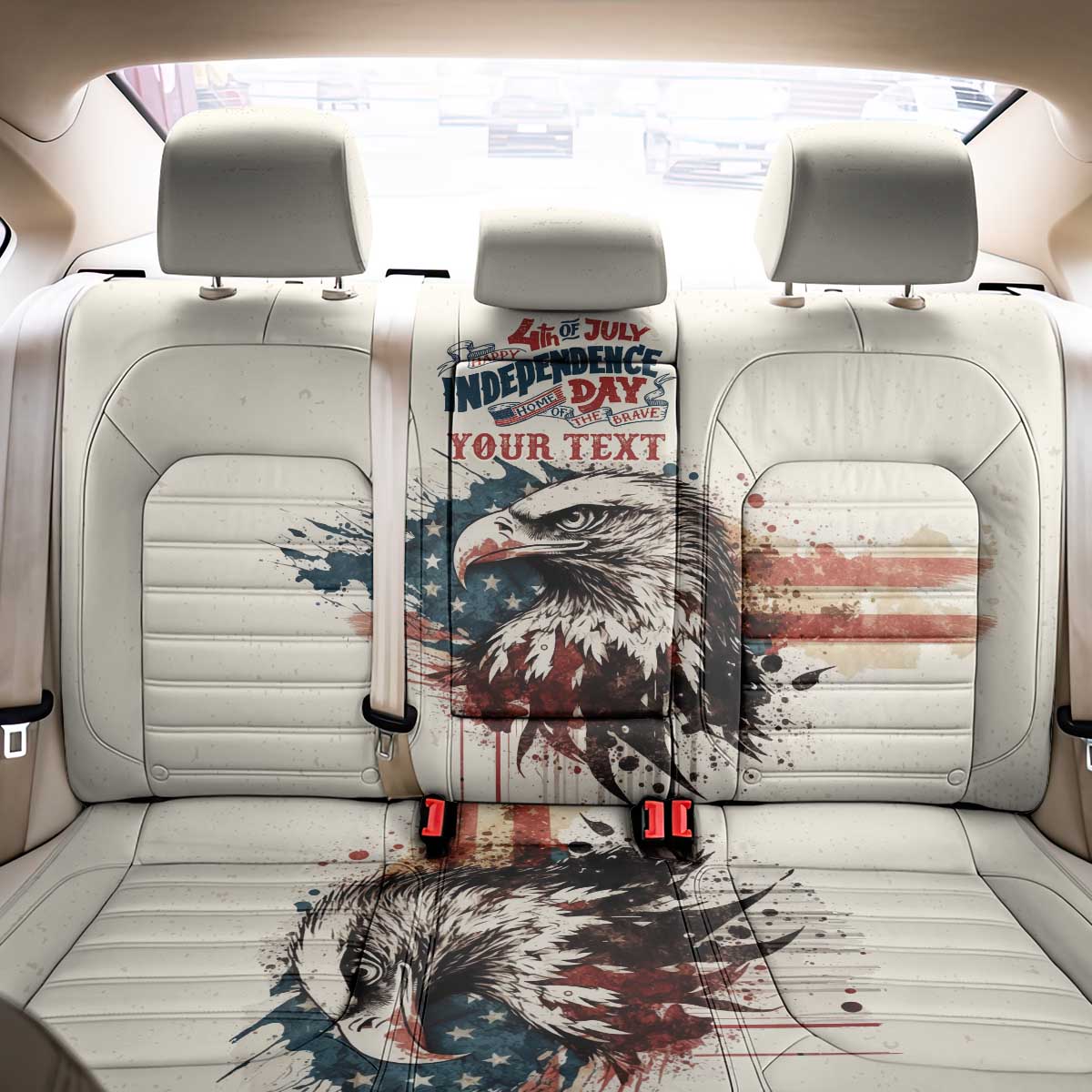 Happy Fourth of July Personalized Back Car Seat Cover Bald Eagle USA Independence Day