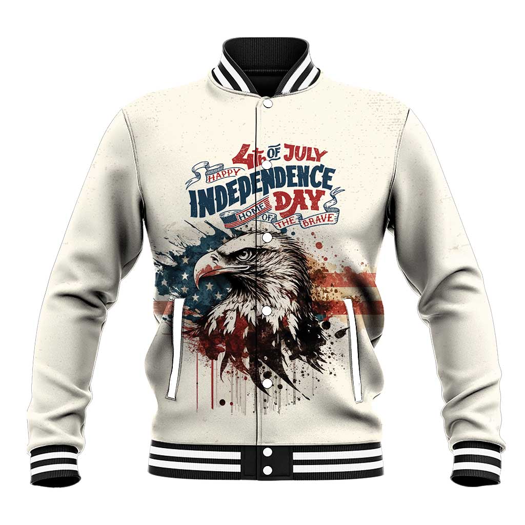 Happy Fourth of July Personalized Baseball Jacket Bald Eagle USA Independence Day
