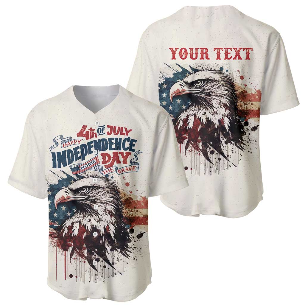 Happy Fourth of July Personalized Baseball Jersey Bald Eagle USA Independence Day
