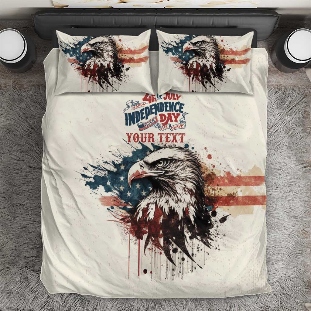 Happy Fourth of July Personalized Bedding Set Bald Eagle USA Independence Day