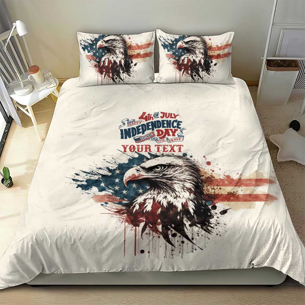 Happy Fourth of July Personalized Bedding Set Bald Eagle USA Independence Day