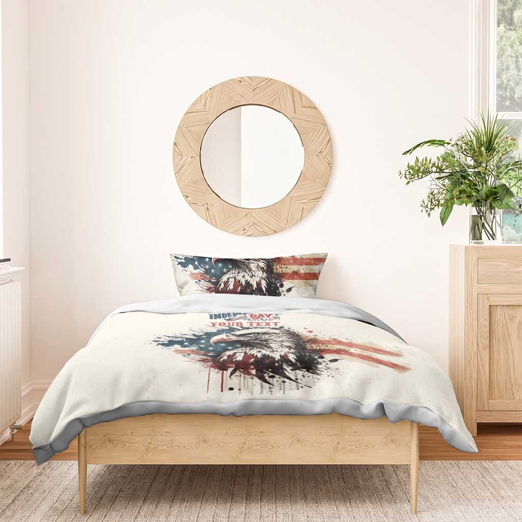 Happy Fourth of July Personalized Bedding Set Bald Eagle USA Independence Day