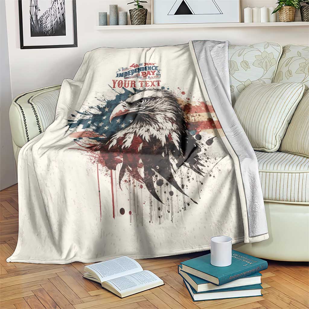 Happy Fourth of July Personalized Blanket Bald Eagle USA Independence Day