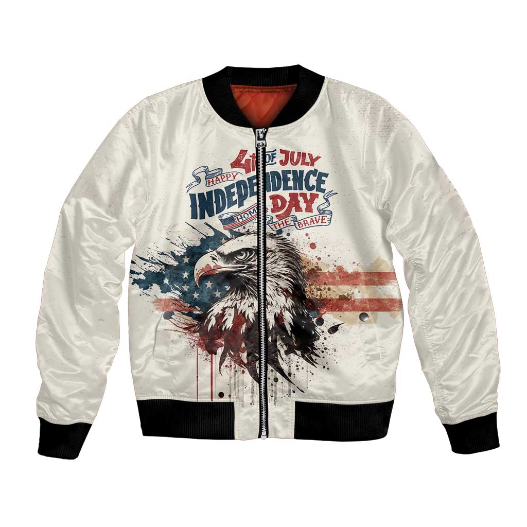 Happy Fourth of July Personalized Bomber Jacket Bald Eagle USA Independence Day