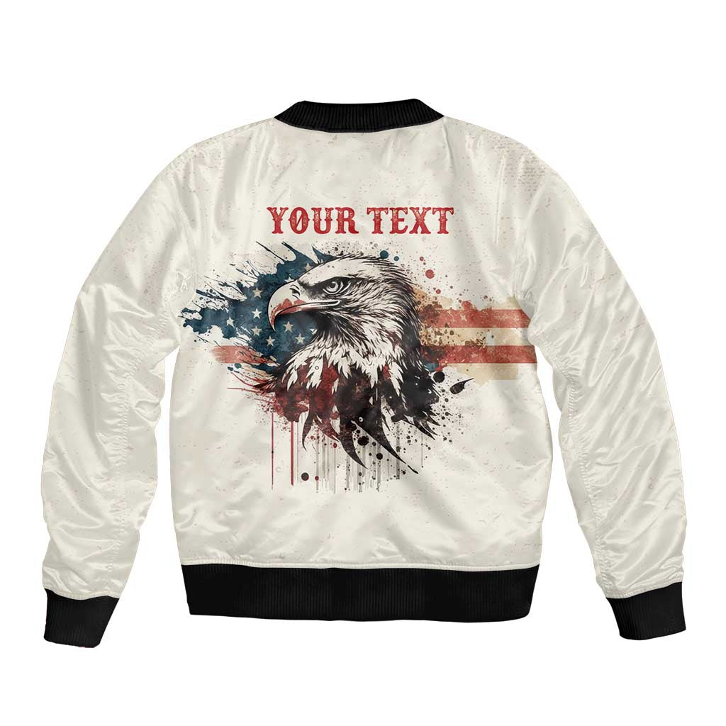 Happy Fourth of July Personalized Bomber Jacket Bald Eagle USA Independence Day