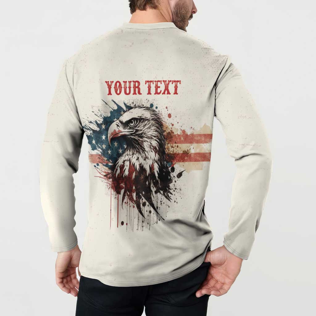 Happy Fourth of July Personalized Button Sweatshirt Bald Eagle USA Independence Day