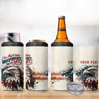 Happy Fourth of July Personalized 4 in 1 Can Cooler Tumbler Bald Eagle USA Independence Day