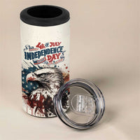 Happy Fourth of July Personalized 4 in 1 Can Cooler Tumbler Bald Eagle USA Independence Day