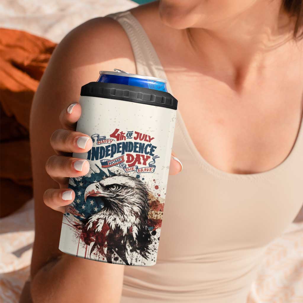 Happy Fourth of July Personalized 4 in 1 Can Cooler Tumbler Bald Eagle USA Independence Day
