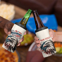 Happy Fourth of July Personalized 4 in 1 Can Cooler Tumbler Bald Eagle USA Independence Day