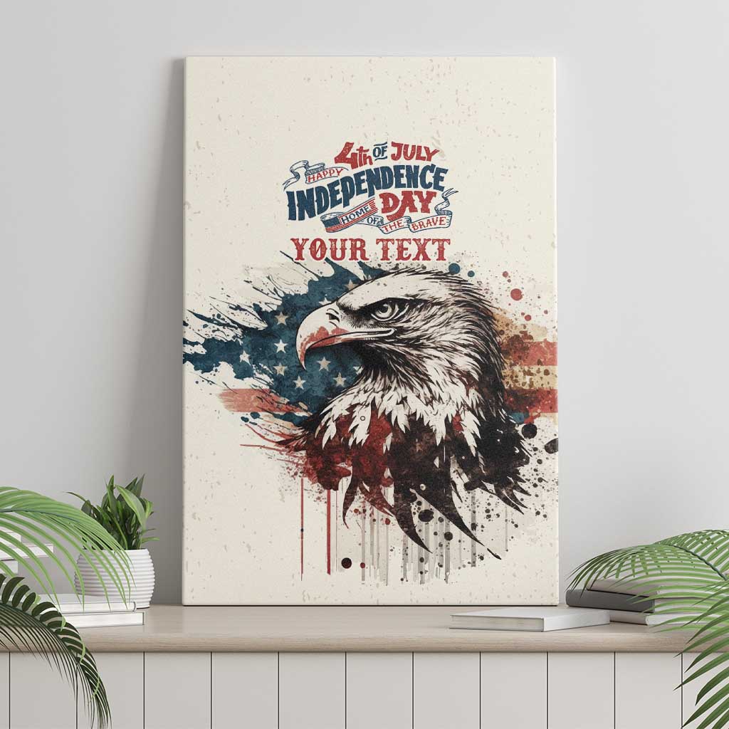Happy Fourth of July Personalized Canvas Wall Art Bald Eagle USA Independence Day