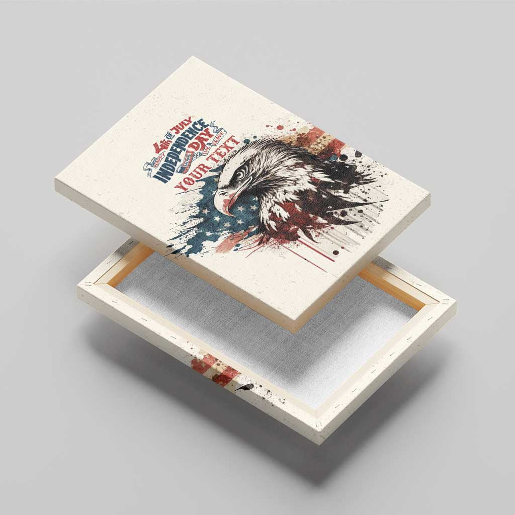 Happy Fourth of July Personalized Canvas Wall Art Bald Eagle USA Independence Day