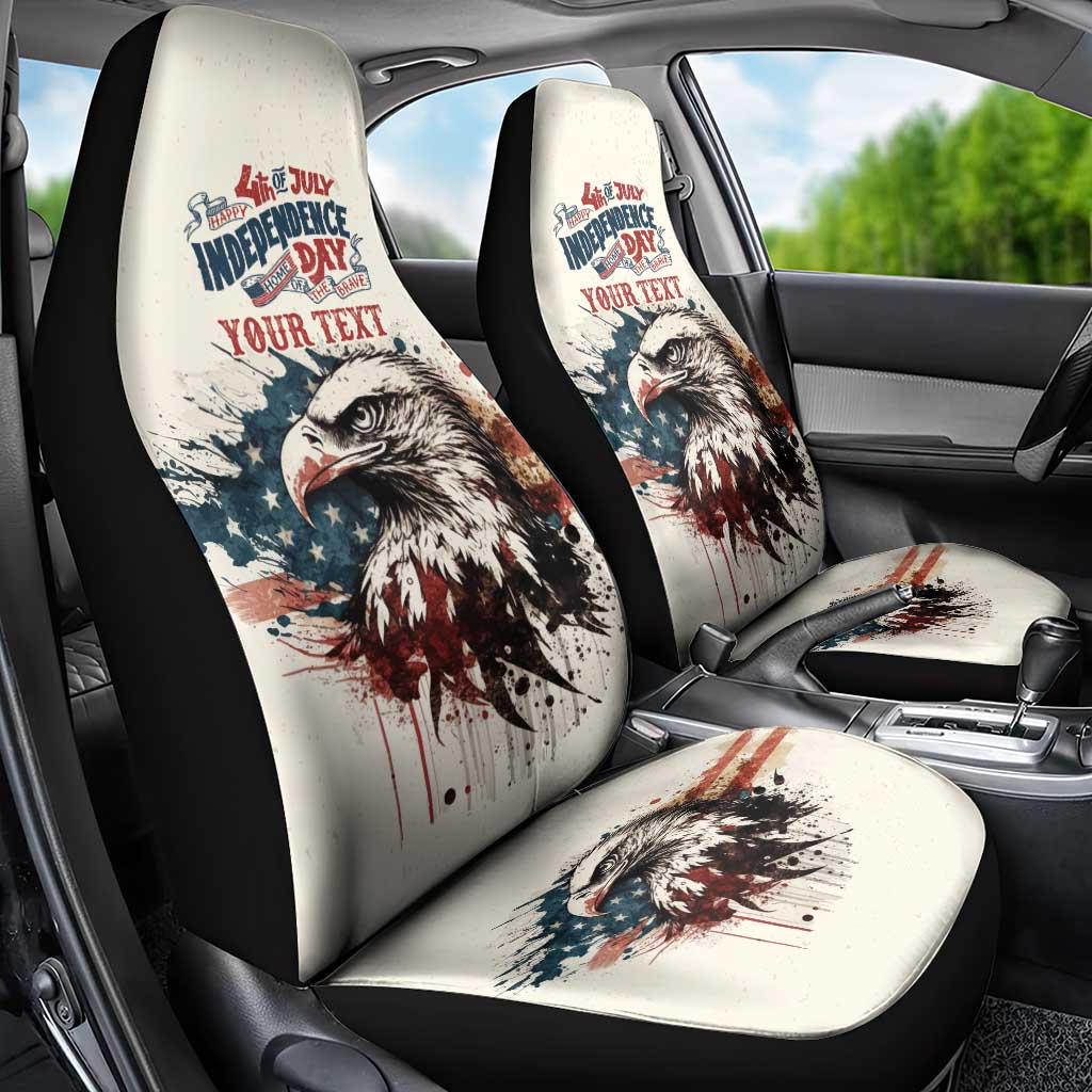 Happy Fourth of July Personalized Car Seat Cover Bald Eagle USA Independence Day
