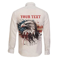 Happy Fourth of July Personalized Family Matching Long Sleeve Bodycon Dress and Hawaiian Shirt Bald Eagle USA Independence Day