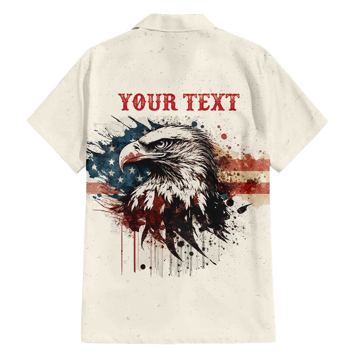 Happy Fourth of July Personalized Family Matching Off The Shoulder Long Sleeve Dress and Hawaiian Shirt Bald Eagle USA Independence Day
