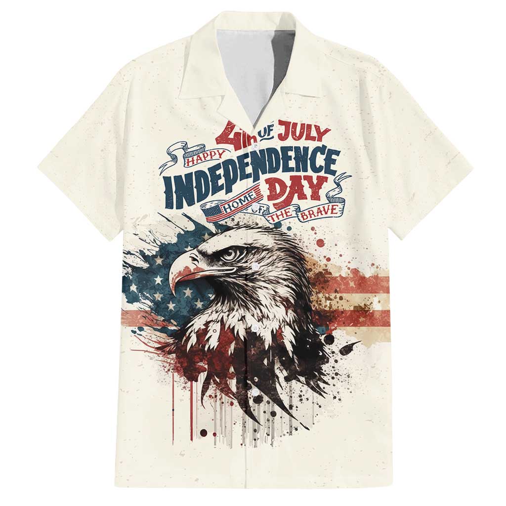 Happy Fourth of July Personalized Family Matching Off Shoulder Maxi Dress and Hawaiian Shirt Bald Eagle USA Independence Day