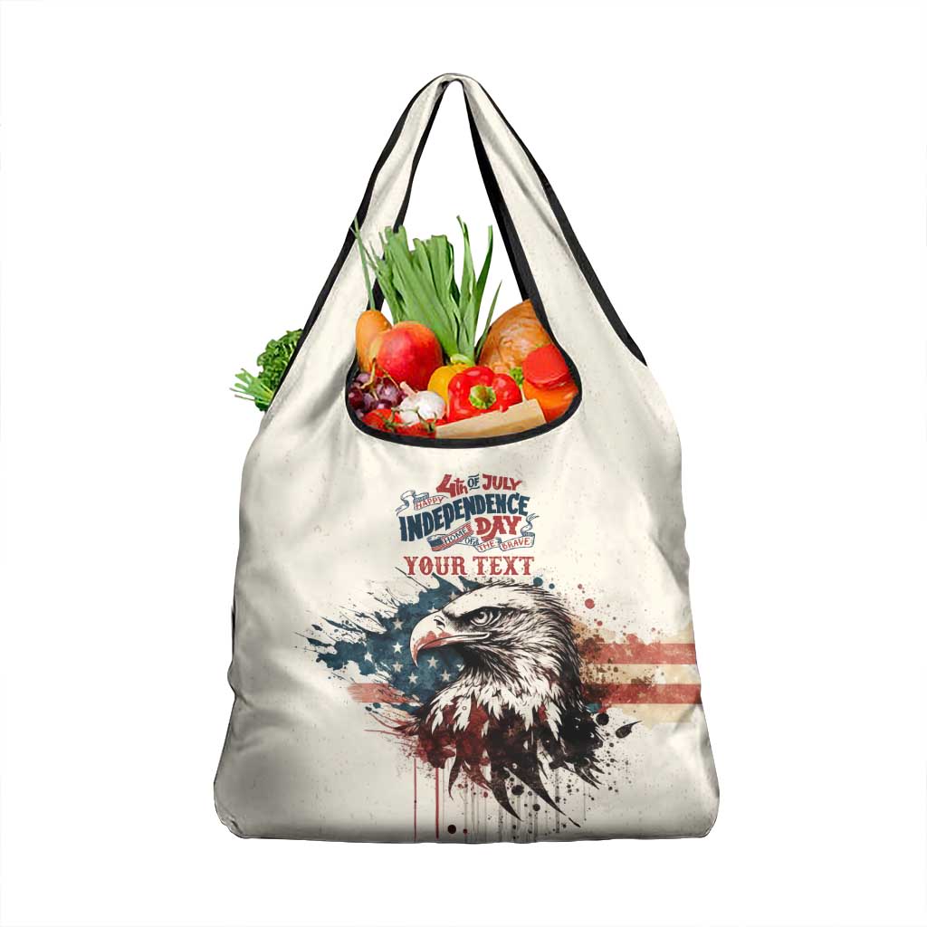 Happy Fourth of July Personalized Grocery Bag Bald Eagle USA Independence Day