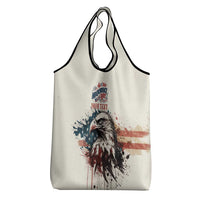 Happy Fourth of July Personalized Grocery Bag Bald Eagle USA Independence Day