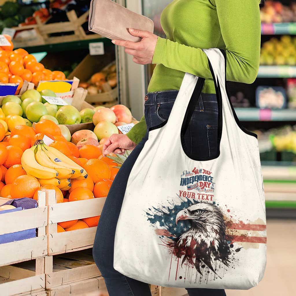 Happy Fourth of July Personalized Grocery Bag Bald Eagle USA Independence Day