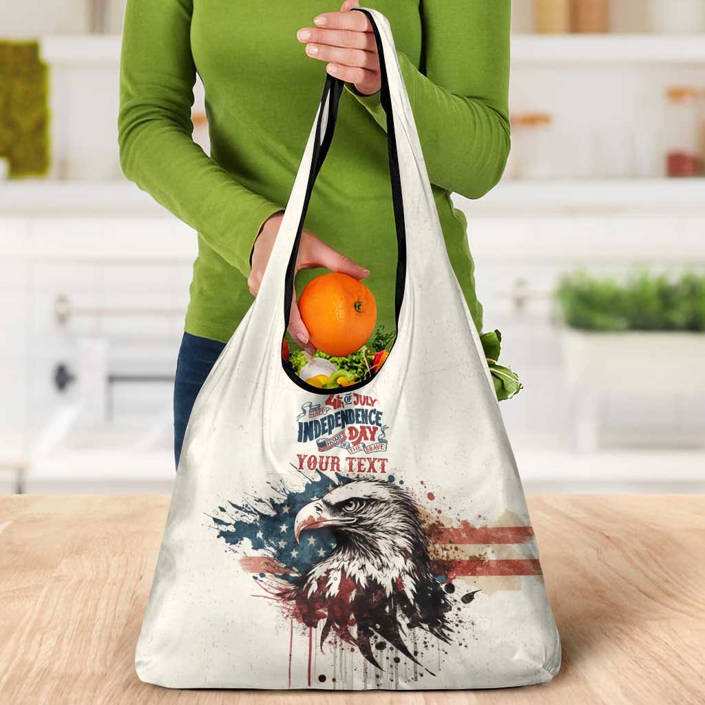 Happy Fourth of July Personalized Grocery Bag Bald Eagle USA Independence Day