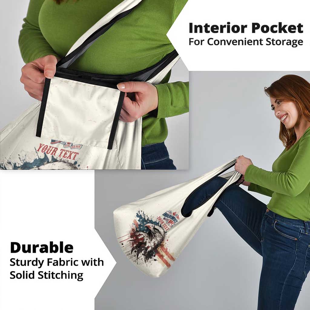 Happy Fourth of July Personalized Grocery Bag Bald Eagle USA Independence Day