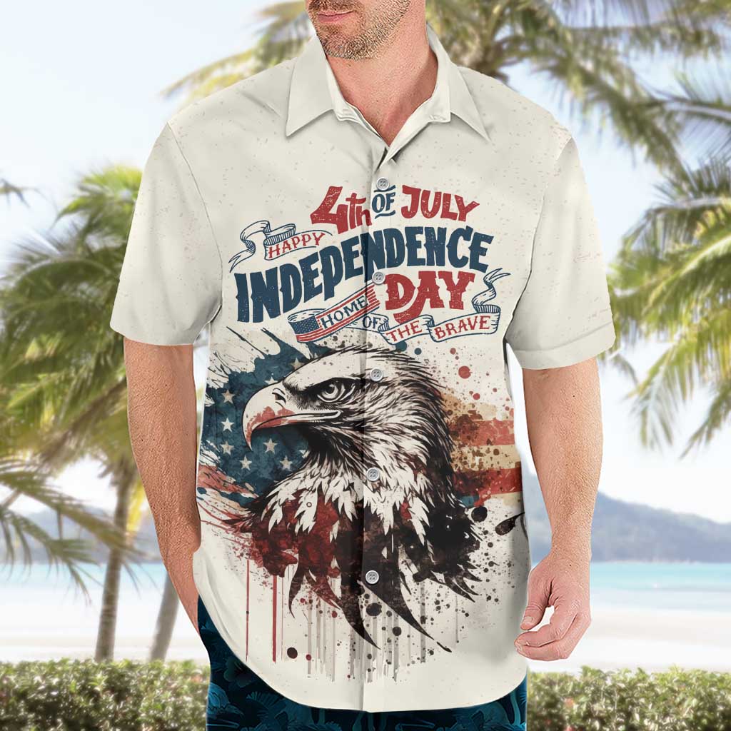 Happy Fourth of July Personalized Hawaiian Shirt Bald Eagle USA Independence Day