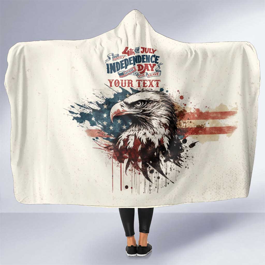 Happy Fourth of July Personalized Hooded Blanket Bald Eagle USA Independence Day