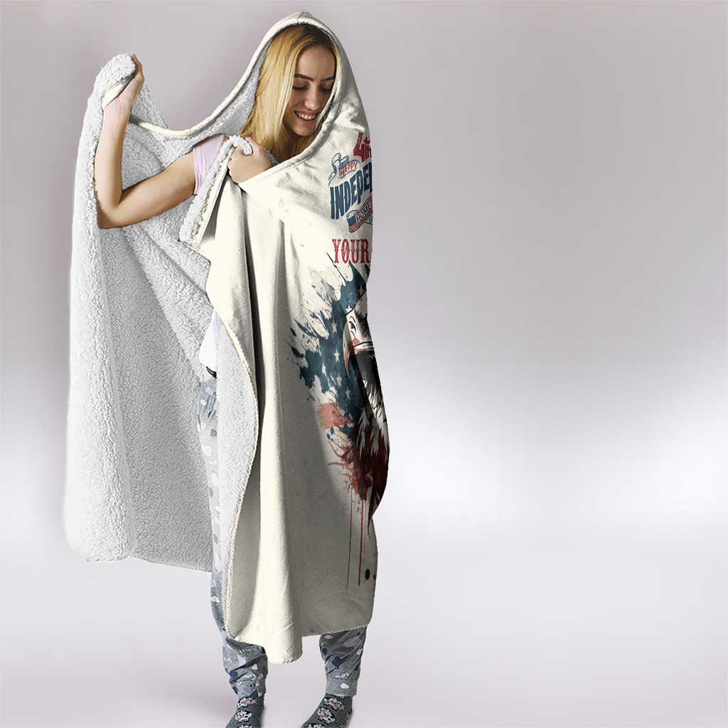 Happy Fourth of July Personalized Hooded Blanket Bald Eagle USA Independence Day