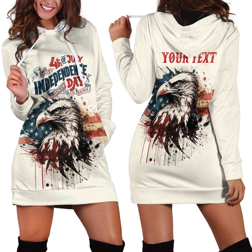 Happy Fourth of July Personalized Hoodie Dress Bald Eagle USA Independence Day