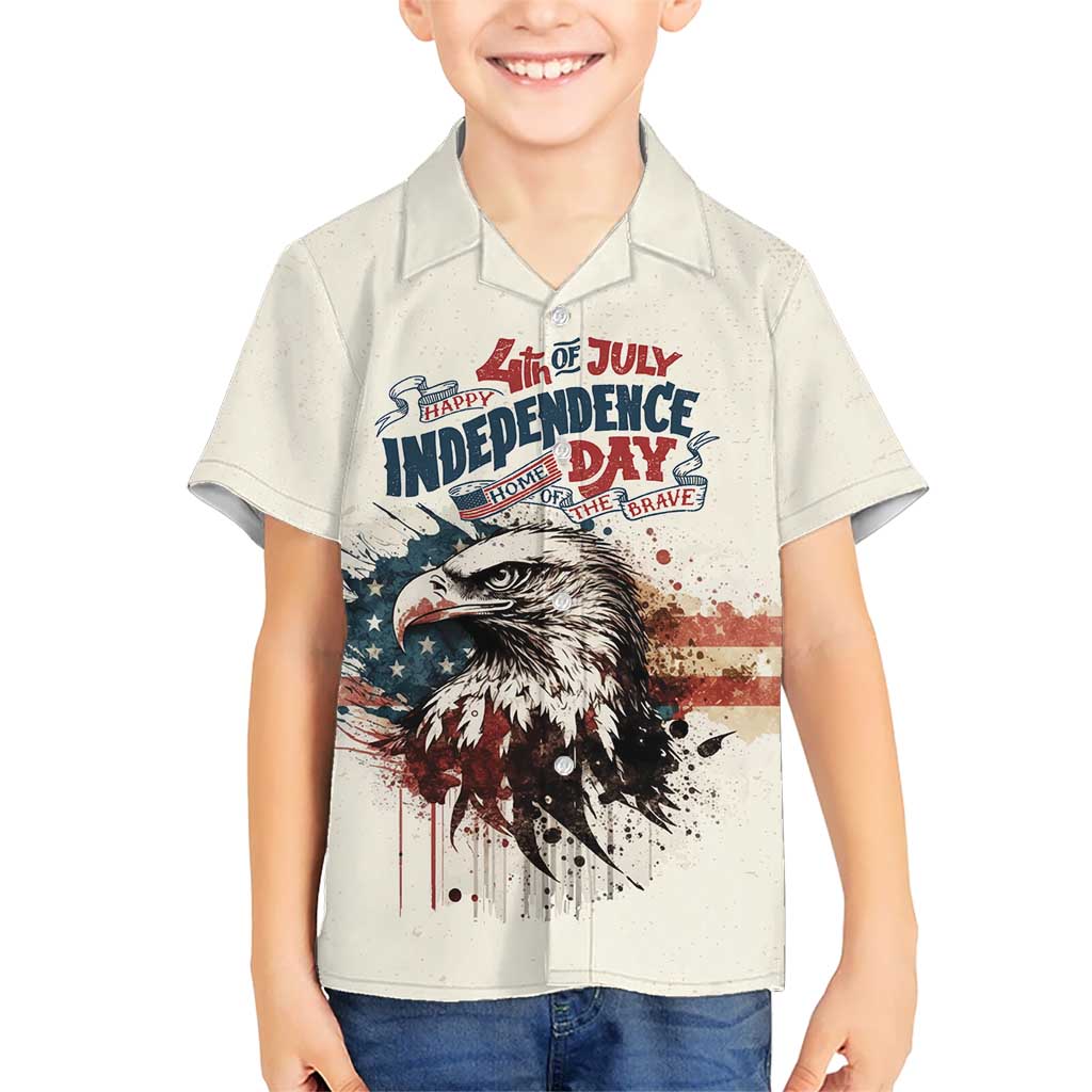 Happy Fourth of July Personalized Kid Hawaiian Shirt Bald Eagle USA Independence Day