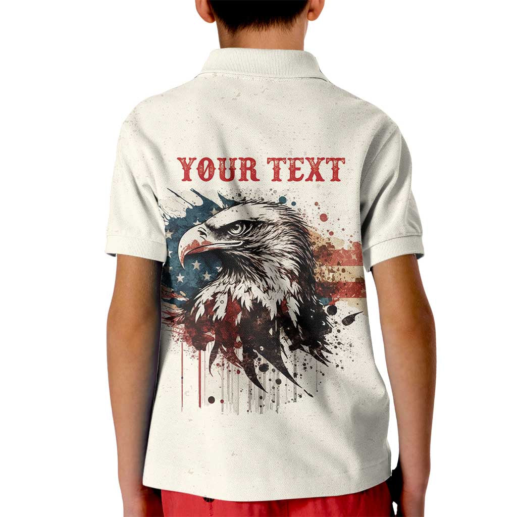 Happy Fourth of July Personalized Kid Polo Shirt Bald Eagle USA Independence Day