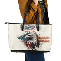 Happy Fourth of July Personalized Leather Tote Bag Bald Eagle USA Independence Day