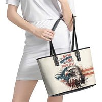 Happy Fourth of July Personalized Leather Tote Bag Bald Eagle USA Independence Day