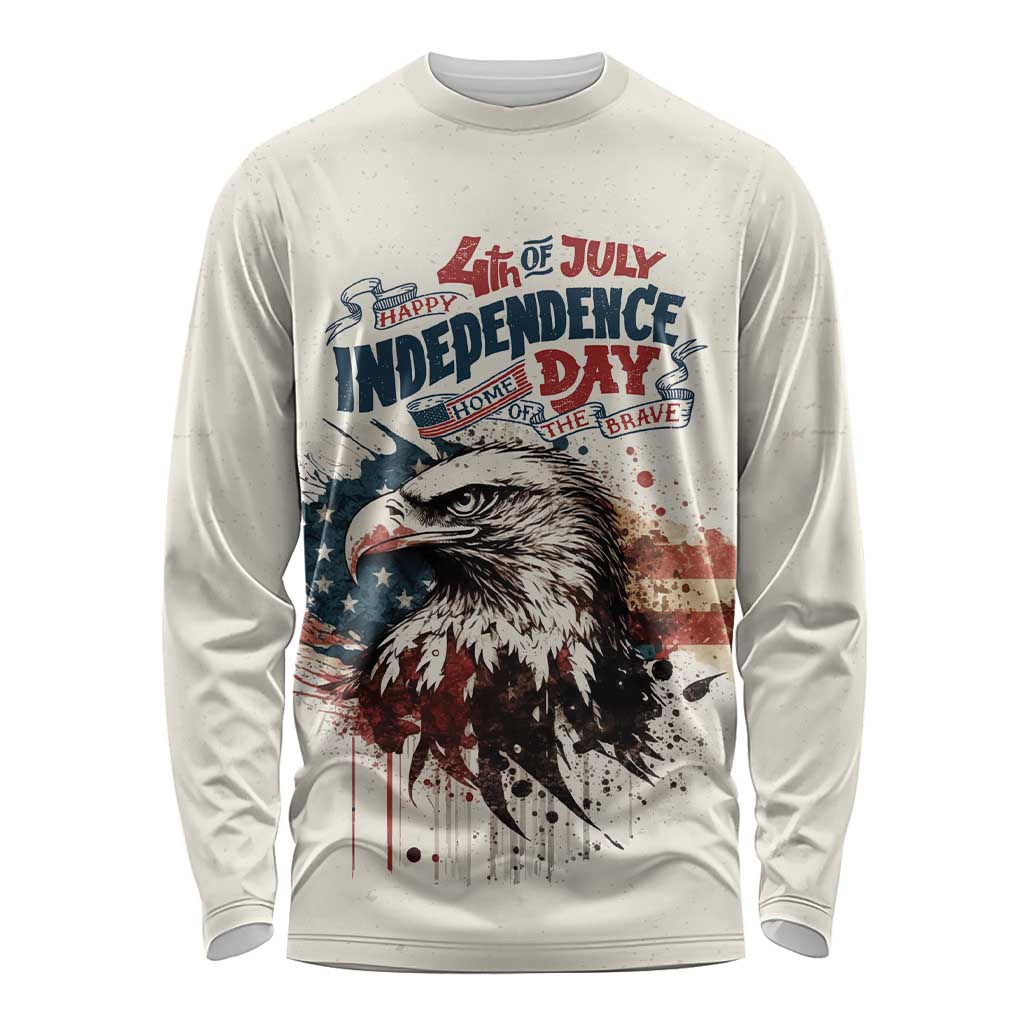 Happy Fourth of July Personalized Long Sleeve Shirt Bald Eagle USA Independence Day