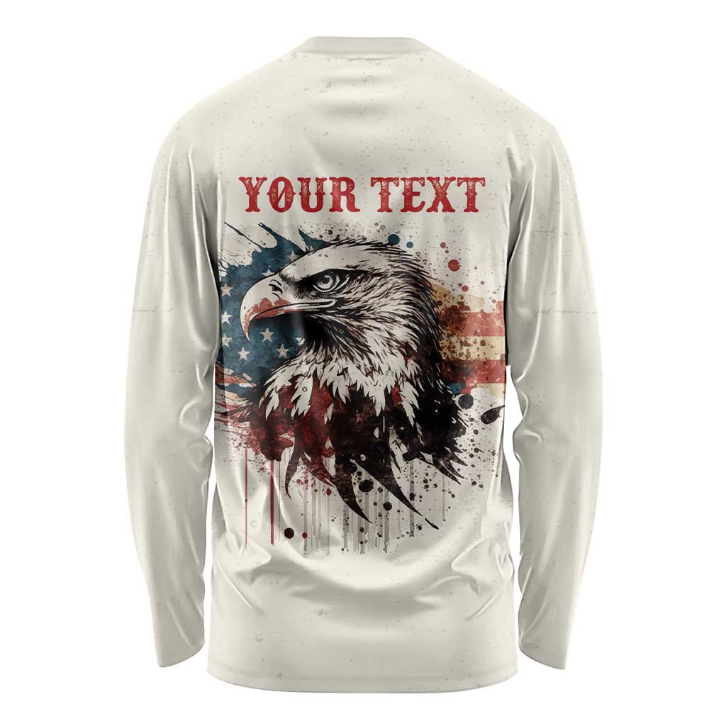 Happy Fourth of July Personalized Long Sleeve Shirt Bald Eagle USA Independence Day