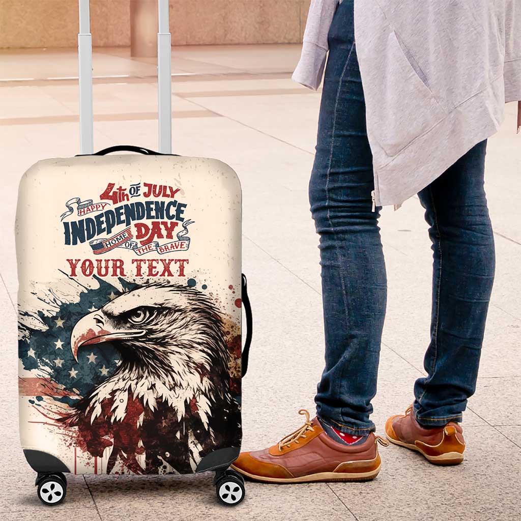 Happy Fourth of July Personalized Luggage Cover Bald Eagle USA Independence Day