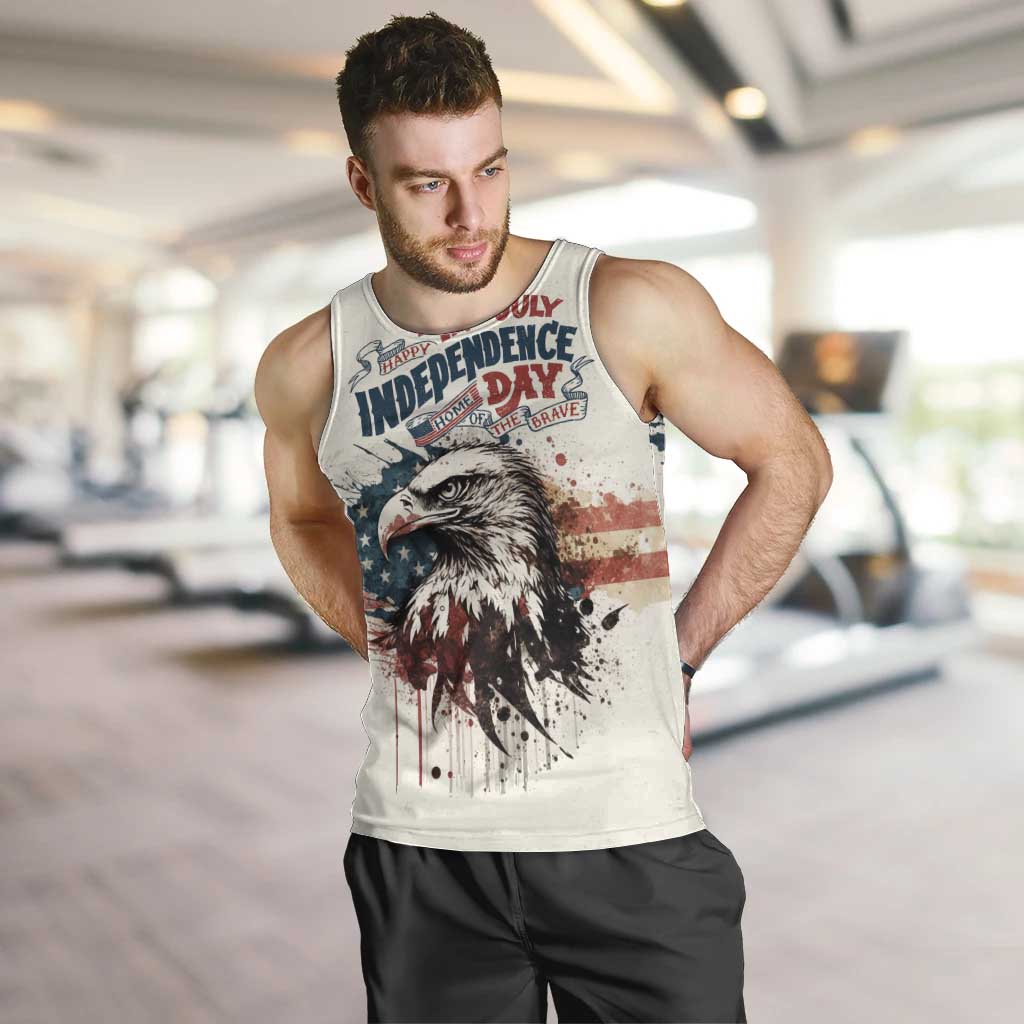 Happy Fourth of July Personalized Men Tank Top Bald Eagle USA Independence Day