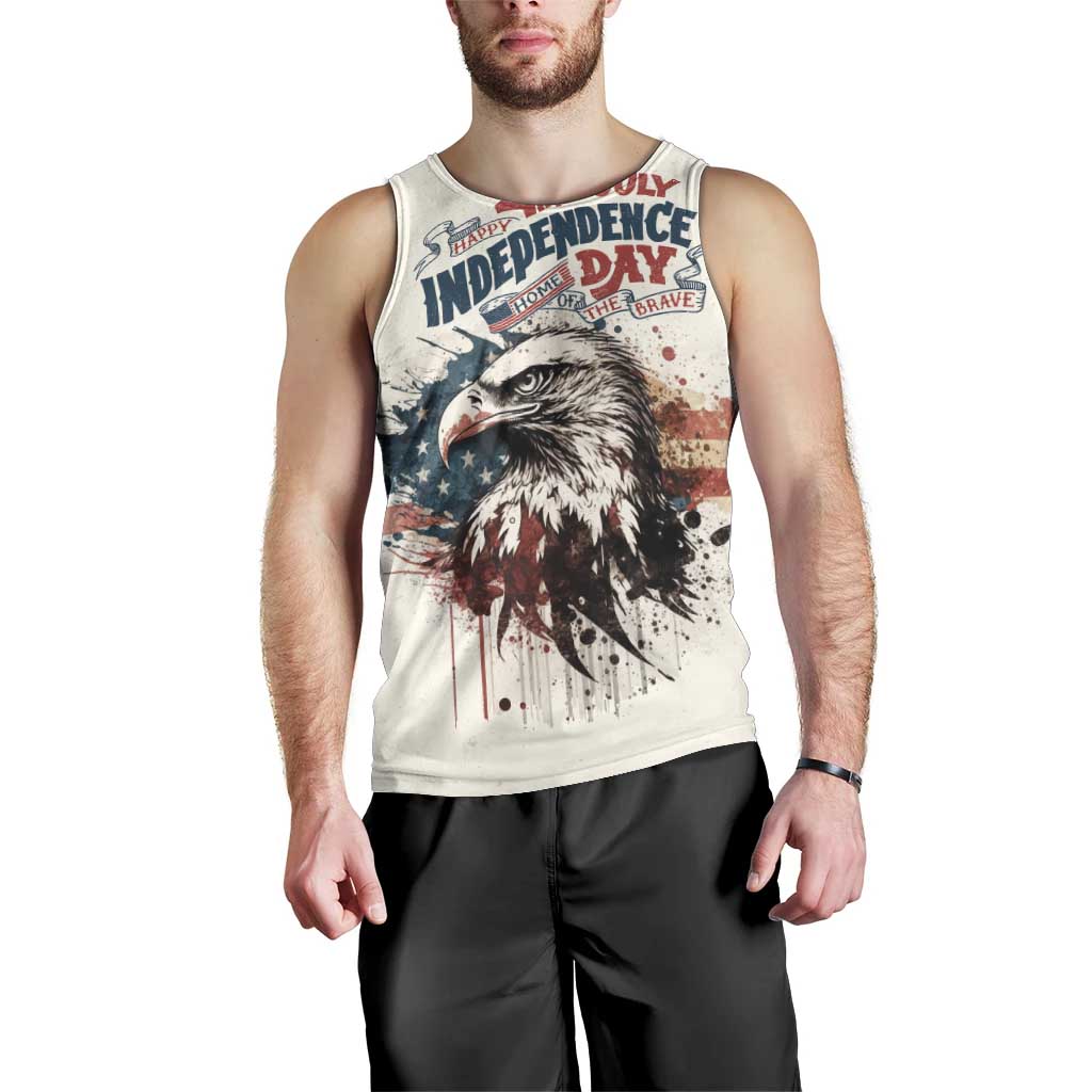 Happy Fourth of July Personalized Men Tank Top Bald Eagle USA Independence Day