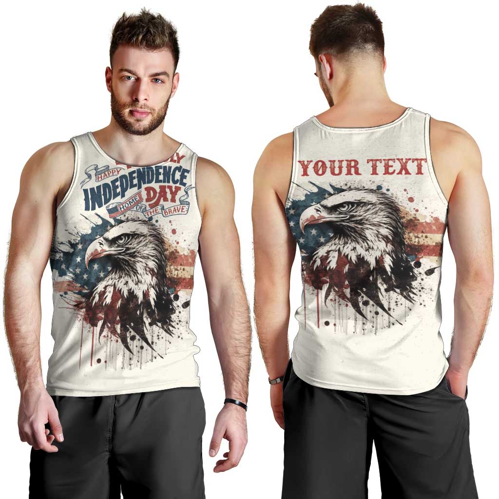 Happy Fourth of July Personalized Men Tank Top Bald Eagle USA Independence Day
